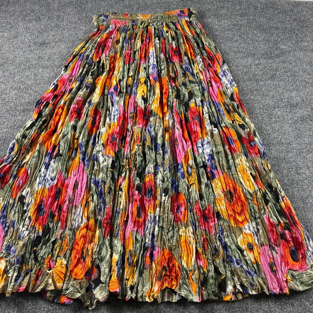 Vtg 90s Express Compagnie Internationale Skirt Womens L Cotton Broomstick India